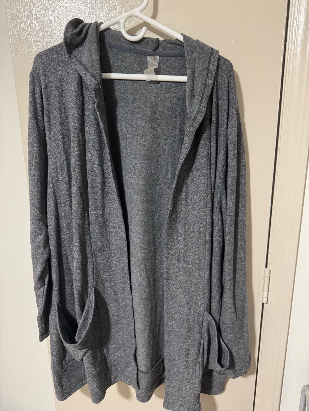 Harmony Balance Heather Gray Hooded Cardigan - 1X